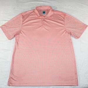 Pro Tour Orange Gun Club Check Golf Polo Shirt Mens XL Lightweight Polyester
